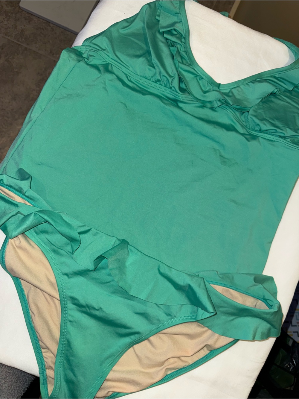Old Navy Green Women's two-Piece Tankini Swimsuit with Ruffle Trim